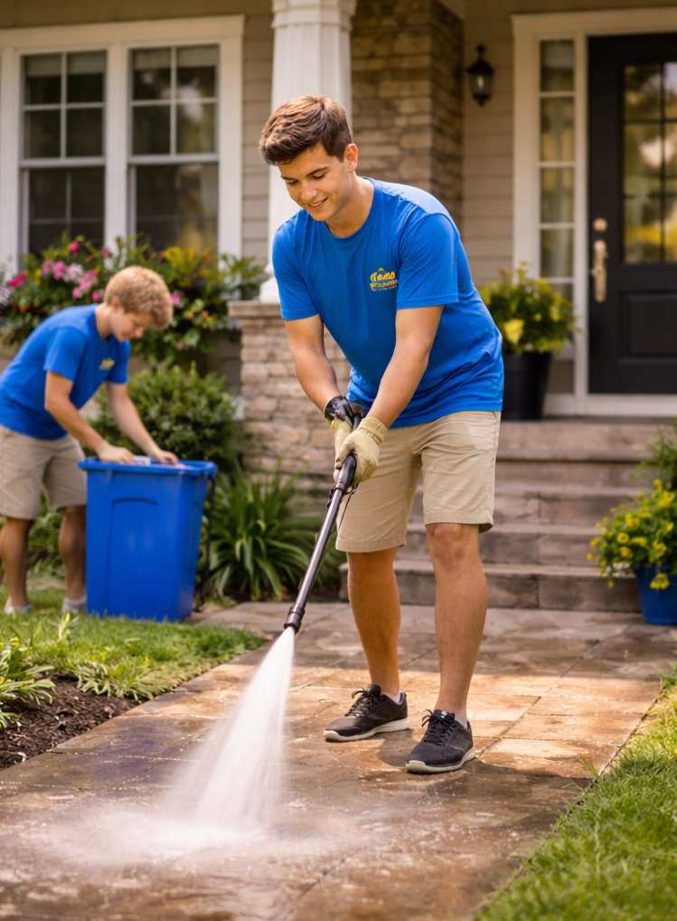 Power washing for sidewalks and driveway areas